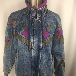 Vintage denim jacket lined grunge medium nostalgia